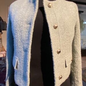 Over rich pistachio color old money jacket